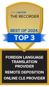 Veritext_TOP3_Combined The Best of California The Recorder - Foreign Language Translation Provider – Second Place and Hall of Fame